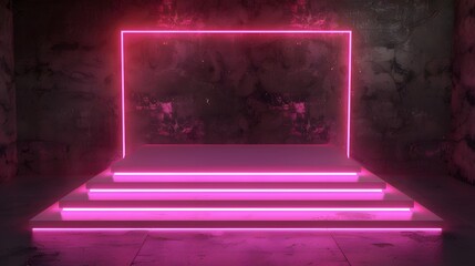 3d pink neon product platform