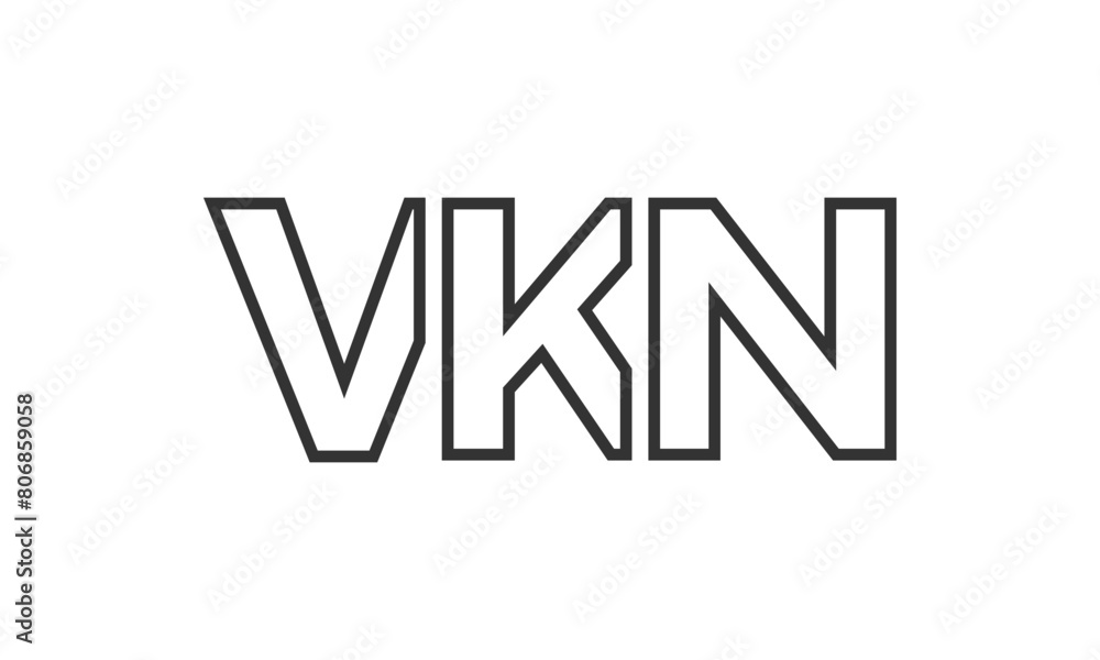 Poster vkn logo design template with strong and modern bold text. initial based vector logotype featuring s