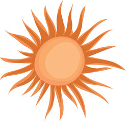 Cartoon sun illustration on transparent background.
