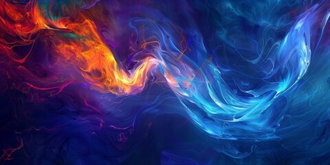 Fototapeta premium Mesmerizing Swirls of Color, Abstract Art with Deep Blue and Vibrant Reds