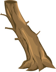 Cartoon dry tree illustration on transparent background.
