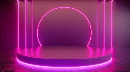 3d pink neon product platform