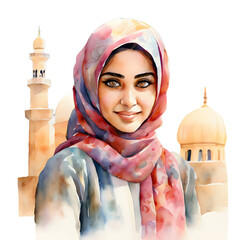 Muslim woman background mosque ai generated