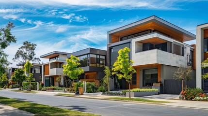 Obraz premium Newly constructed modern residential houses in a suburb of Melbourne, Australia