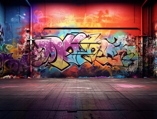 graffiti wall background using Generative AI, offering an imaginative twist on traditional street...