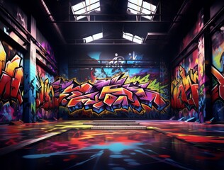 graffiti wall background using Generative AI, offering an imaginative twist on traditional street art, ideal for creating a dynamic pop art backdrop.