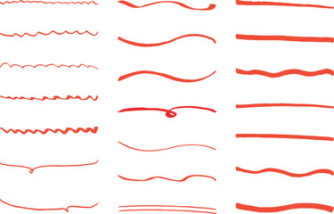 イラスト素材：ライン素材のあしらい　手書きのシンプルでかわいい罫線　赤. simple hand draw red borders