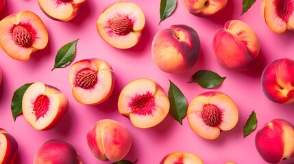 Delightful Peach Slice Arrangement in Vibrant Pink and Red Tones