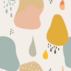 Colour spots and blobs on light for wallpaper design. Isolated background. Flat seamless illustration. Modern patterned background. Design pattern. Light coloured background for wallpaper design.