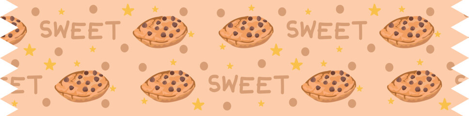 Cookies washi tape on transparent background.
