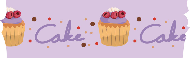 Raspberry cupcakes washi tape on transparent background.
