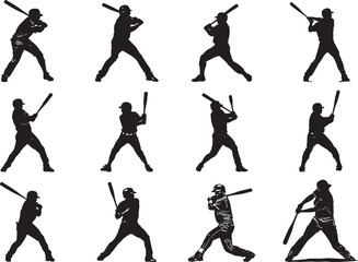 Baseball playing Silhouette Vector Illustration