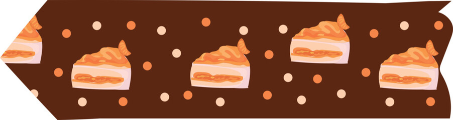Orange cake washi tape on transparent background.
