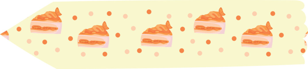 Orange cake washi tape on transparent background.
