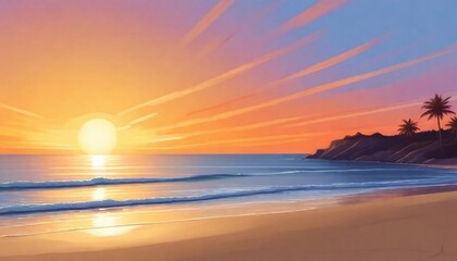 Digital-Painting-Serene-Sunset-Over-A-Calm-Beach-C (10)
