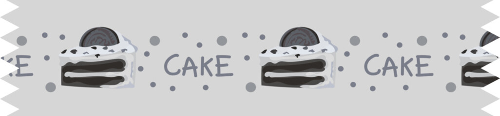 Cookies and creamcake washi tape on transparent background.
