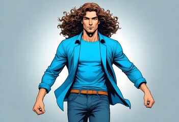 Male Super Model With Long Curly Hair (32)