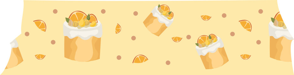 Orange cake washi tape on transparent background.
