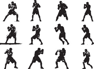 Boxing playing Silhouette Vector Illustration
