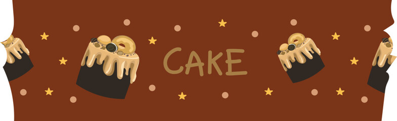 Chocolate caramel cake washi tape on transparent background.
