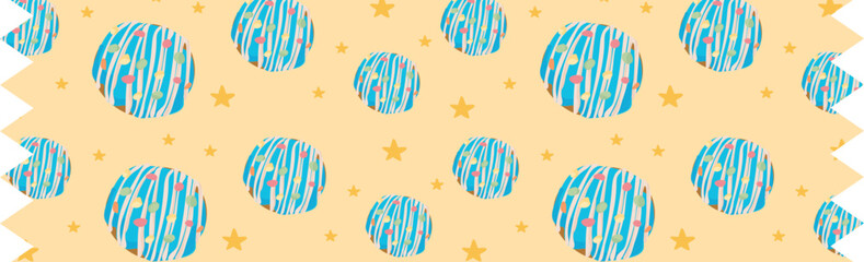 Blueberry donuts washi tape on transparent background.
