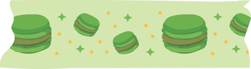 Matcha macaron washi tape on transparent background.
