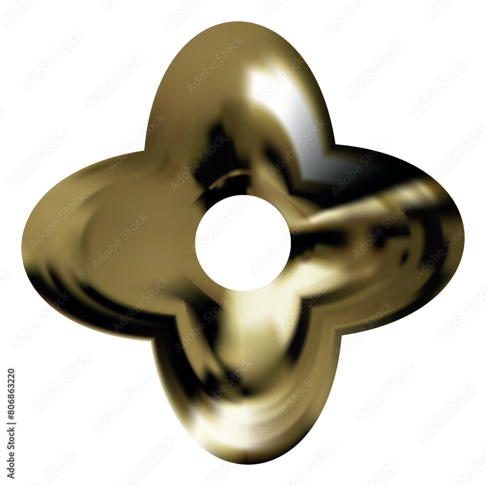 Poster abstract shape in retro futurismaesthetics style. gold retro flower element for y2k style design. ve