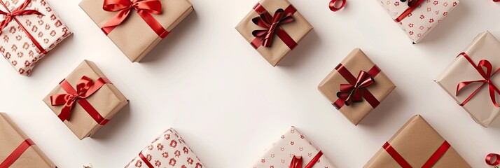 Fototapeta na wymiar Many Gift Boxes on White Background, Celebration, Presents, Holiday