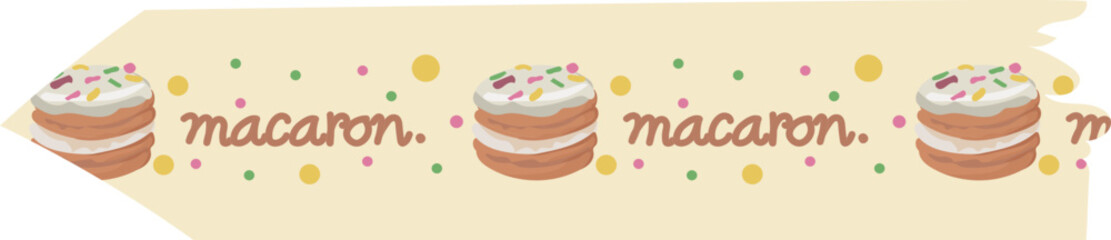 Cream macaron washi tape on transparent background.

