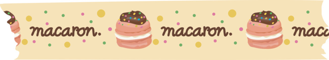 Cream macaron washi tape on transparent background.
