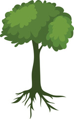 Cartoon tree illustration on transparent background.
