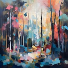 Autumn forest. Abstract watercolor painting. Illustration for your design