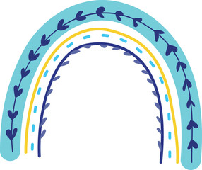 Obraz premium Cartoon blue rainbow boho style transparent background. 