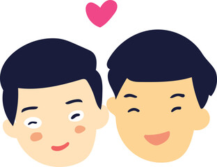 LGBTQ couple illustration, Transparent background.
