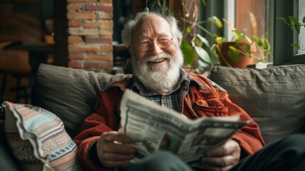 Elderly Man Enjoying the Newspaper