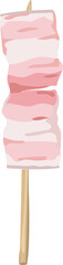 Pork skewers illustration on transparent background.
