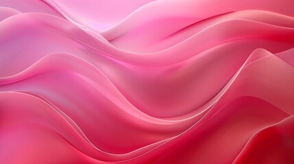Obraz premium Red and pink background with three-dimensional smooth red waves.
