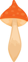 Orange mushroom illustration on transparent background.
