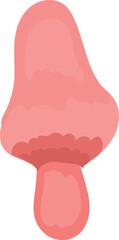 Pink mushroom illustration on transparent background.
