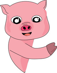 Fototapeta premium Cartoon pig happy illustration on transparent background. 