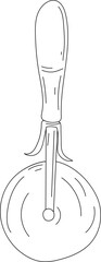 Hand drawn pizza knife illustration on transparent background.
