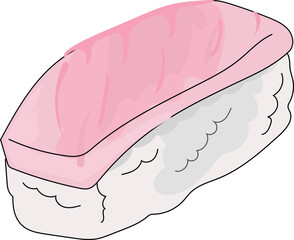 Kampachi sushi illustration on transparent background.
