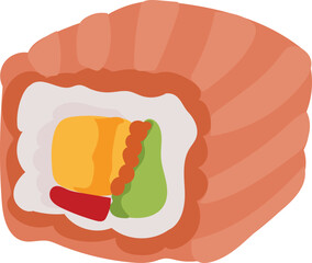 Tuna sushi illustration, Transparent background.
