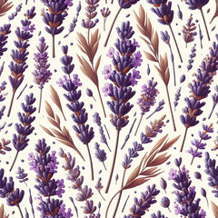 Lavender Field Seamless Pattern. 