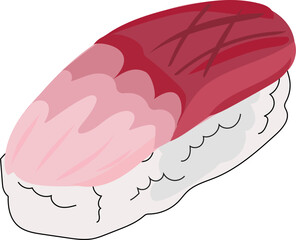 Maguro sushi illustration on transparent background.
