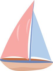 Cartoon boat illustration on transparent background.
