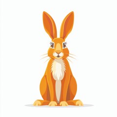 Obraz premium A brown rabbit sits on white background, eyes closed, ears erect, gazing at camera