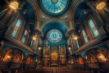 Obraz premium Jewish synagogue Architectural magnificence and spiritual sanctity
