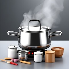  kitchen boiling pot utensils for cooking isolated on background kitchenware equipment for chefs 