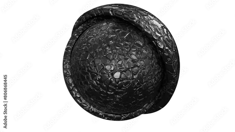 Aufkleber realistic looping 3d animation of the spinning black crocodile or reptile leather sphere inside of t
